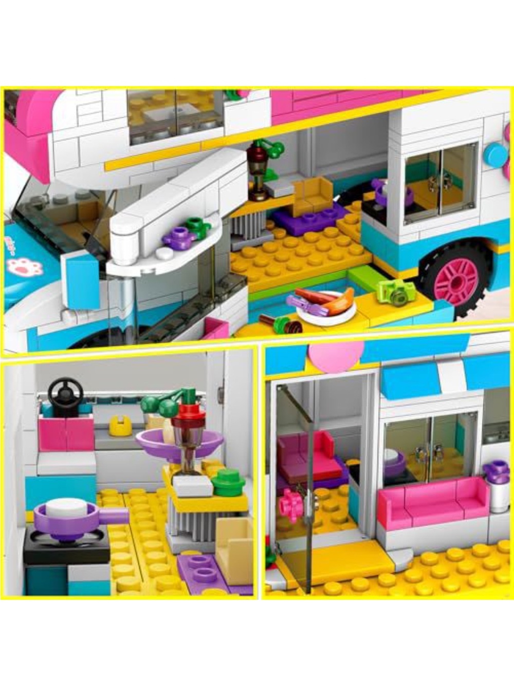 Kids Building Toy Camper Playset - Pink, Blue & Yellow